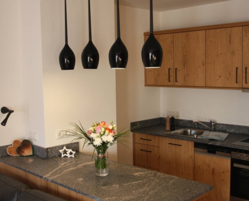 4 Sterne Ferienwohnung Ringelblume Küche Ferlhof Krün